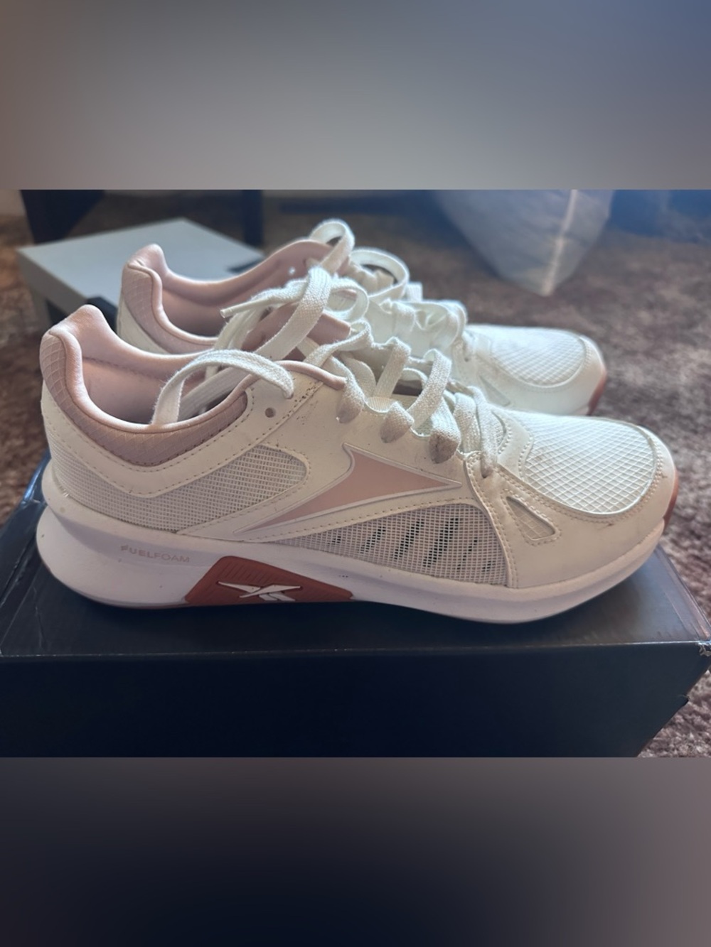 Reebok Women's White and Blush Athletic Trainers